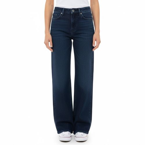 Wide leg jeans color azul oscuro para mujer