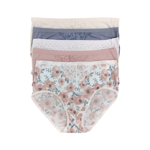 Set de 5 pantys en multicolor con detalle de encaje para mujer