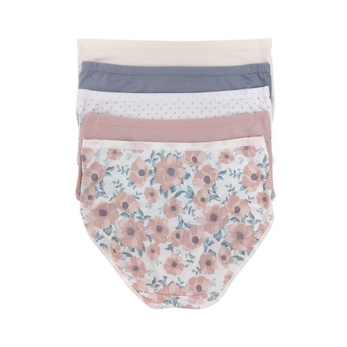 Set de 5 pantys en multicolor con detalle de encaje para mujer