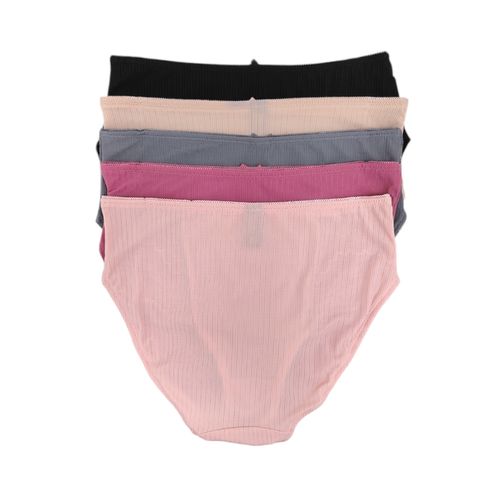 Set de 5 pantys en multicolor con detalle frontal de encaje y lazo decorativo para mujer