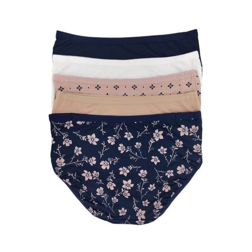Set de 5 pantys en multicolor con detalle de encaje para mujer