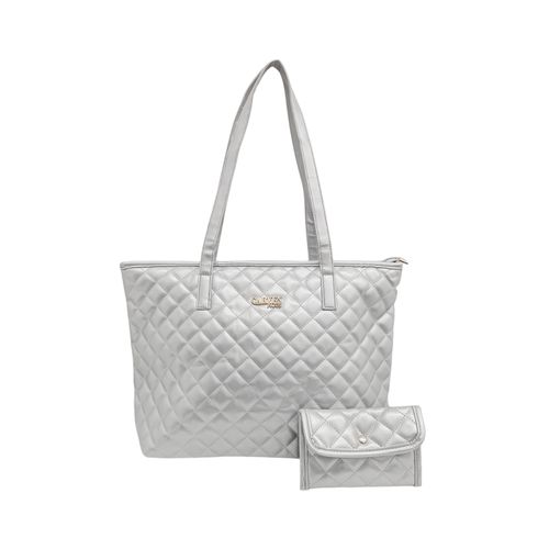 Cartera Carven color plateado con estilo tote para mujer