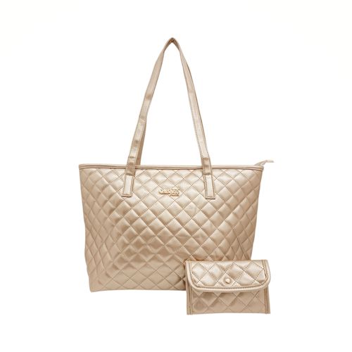 Cartera Carven color dorado con estilo tote para mujer