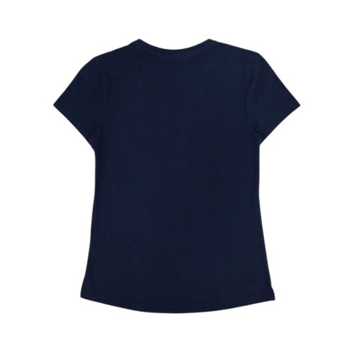 Camiseta color azul oscuro de cuello redondo y mangas cortas para niña