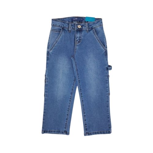 Jeans color azul con diseño lavado estilo recto para niño
