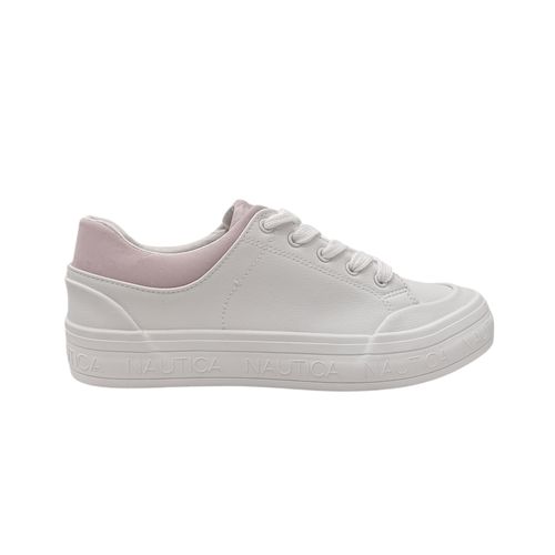 Sneakers casuales en color blancos con rosa para mujer