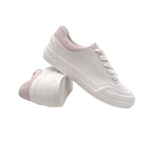 Sneakers casuales en color blancos con rosa para mujer