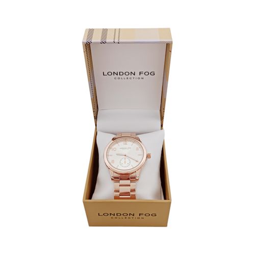 Reloj análogo dorado con esfera circular para mujer