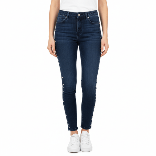Skinny jeans color azul oscuro lavado para mujer