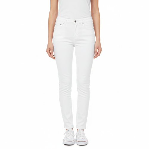 Skinny jeans color blanco de cintura alta para mujer
