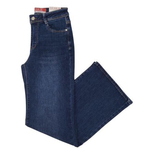 Wide leg jeans color azul oscuro lavado para mujer