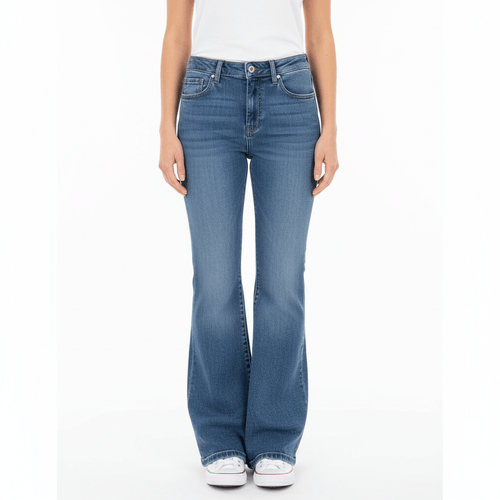 Flare jeans azul lavado hummer para mujer
