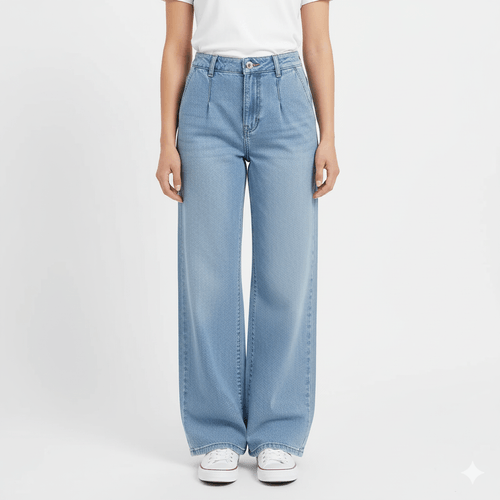 Wide leg jeans sólido para mujer