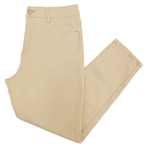 Carrot jeans color beige sólido para mujer