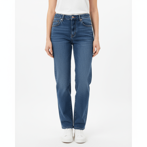 Straight relaxed jeans azul lavado para mujer