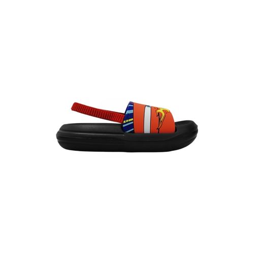 Sandalias playeras con textura en color negro y rojo para niño