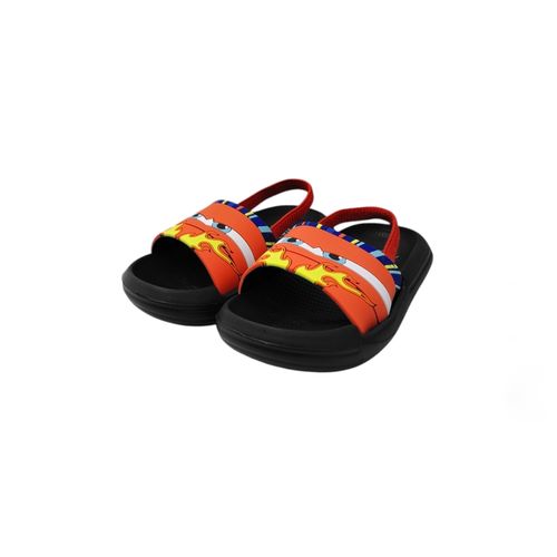 Sandalias playeras con textura en color negro y rojo para niño