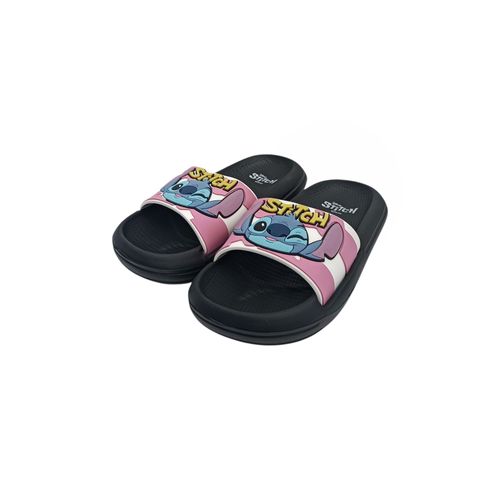 Sandalias playeras con textura en color negro y rosa para niña