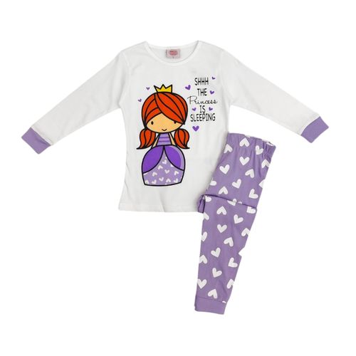 Pijama infantil de dos piezas con diseño divertido y colorido para niña