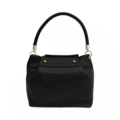 Cartera casual negra con textura para mujer