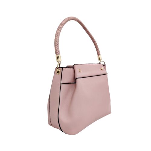 Cartera casual rosa con textura para mujer
