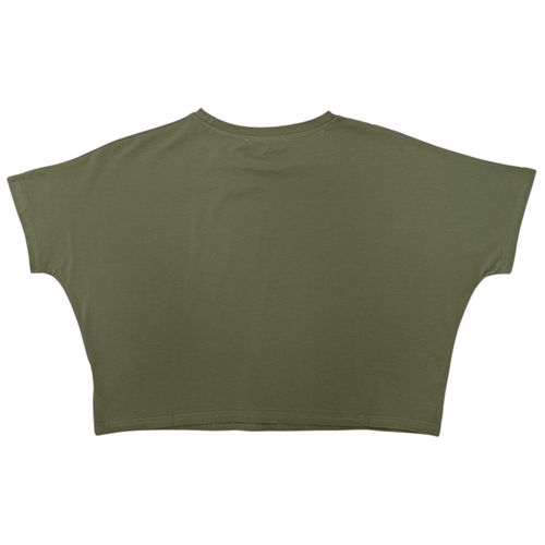 Crop top color verde olivo detalle animal print para mujer