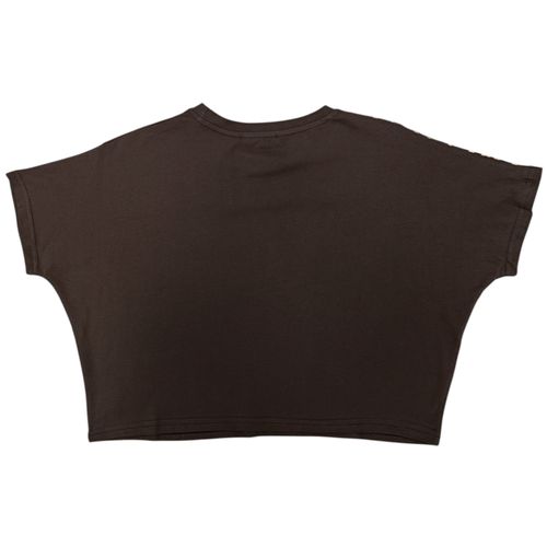 Crop top color café detalle animal print para mujer