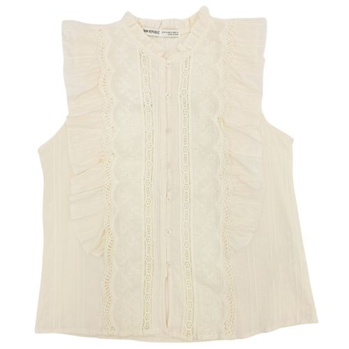 Blusa color amarillo casual de tipo bordado para mujer