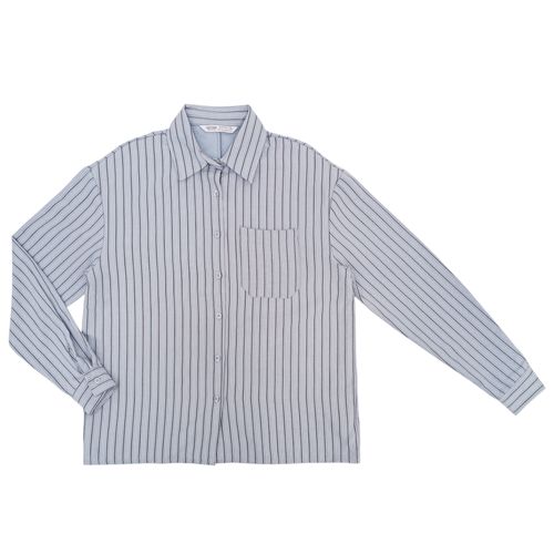 Blusa color celeste casual con mangas largas para mujer