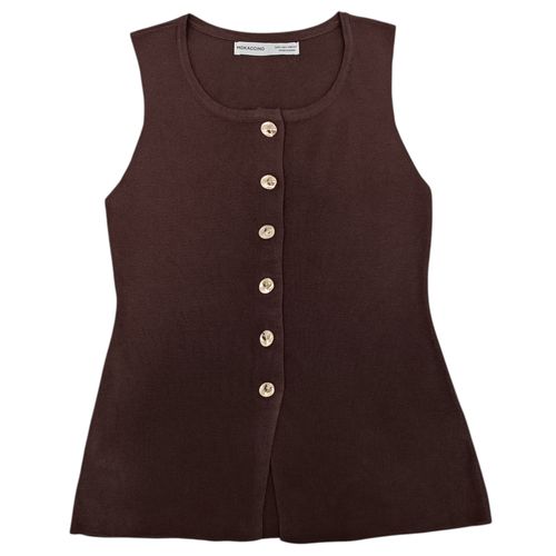 Blusa color café tipo chaleco casual para mujer