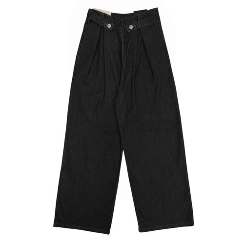 Pantalón fluido color negro casual con detalle de pinzas para mujer