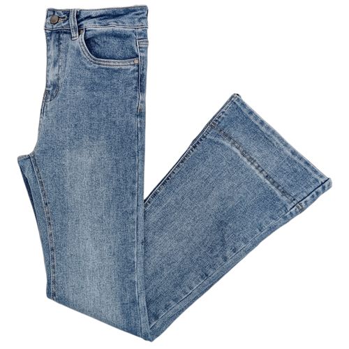 Flare jeans color azul lavado para mujer