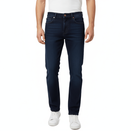 Straight jeans denim en color azul para hombre