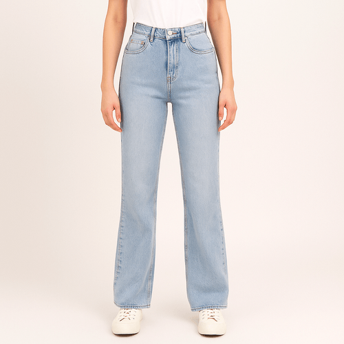 Straight jeans color azul claro para mujer