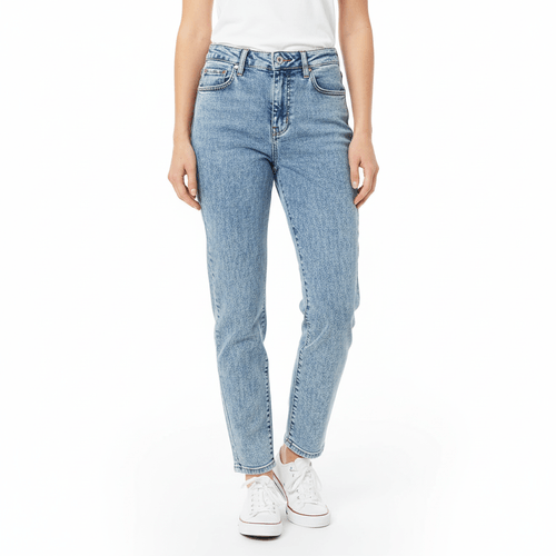 Mom jeans Hummer azul claro lavado para mujer