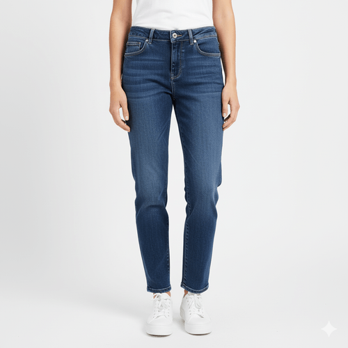 Mom jeans Hummer azul oscuro lavado para mujer
