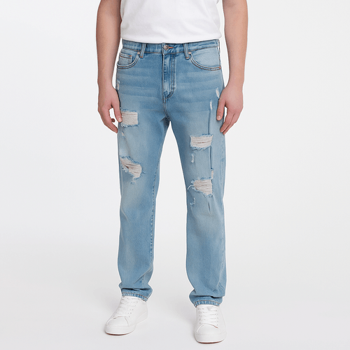 Slim jeans color azul con textura para hombre