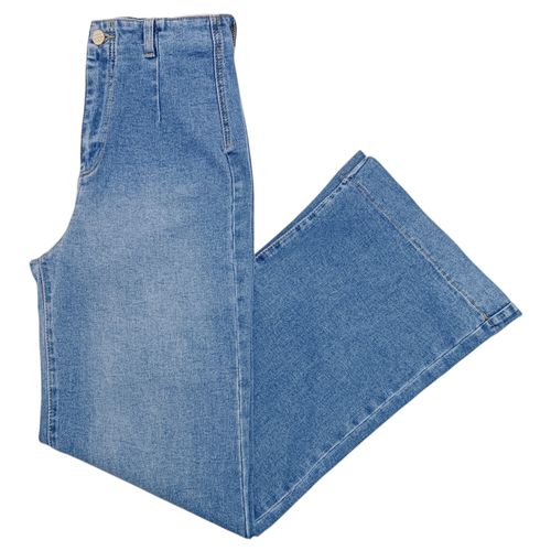 Wide leg jeans color azul lavado para mujer