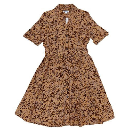 Vestido bicolor estilo camisero animal print para mujer