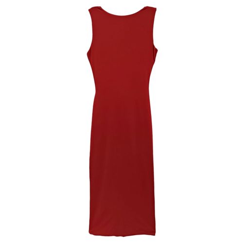 Vestido maxi color rojo con escote en la espalda para mujer
