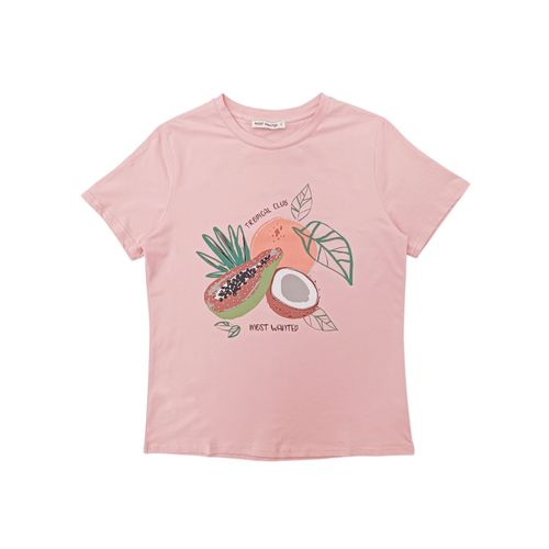 Camiseta rosa con estampado para mujer