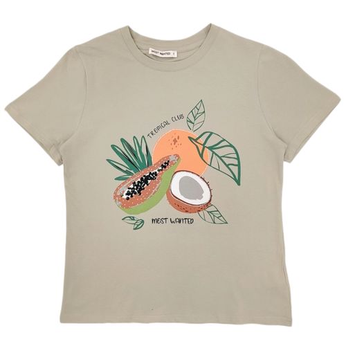 Camiseta gris con estampado para mujer