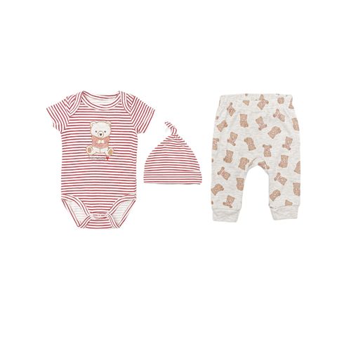 Set de 3 piezas estampadas en color rojo para bebé niño