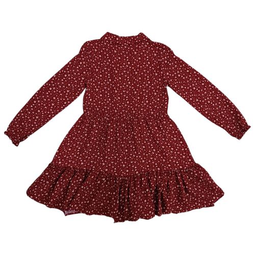 Vestido en color rojo estampado con mangas largas para niña