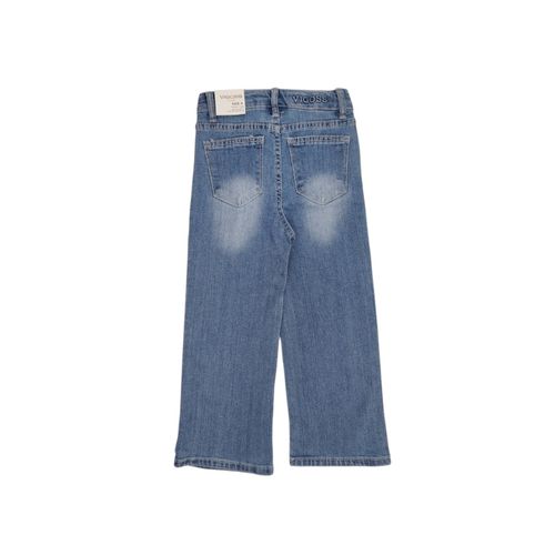 Wide leg jeans en color azul lavado para niña