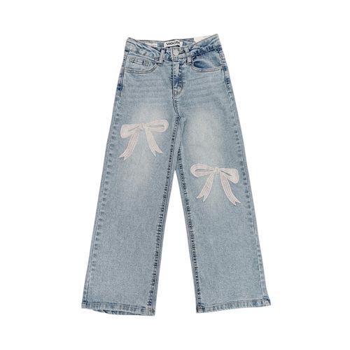 Wide leg jeans en color azul lavado para niña