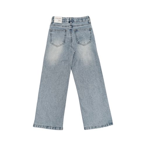 Wide leg jeans en color azul lavado para niña