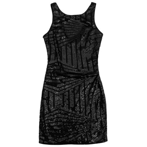 Vestido color negro recto con lentejuelas para mujer