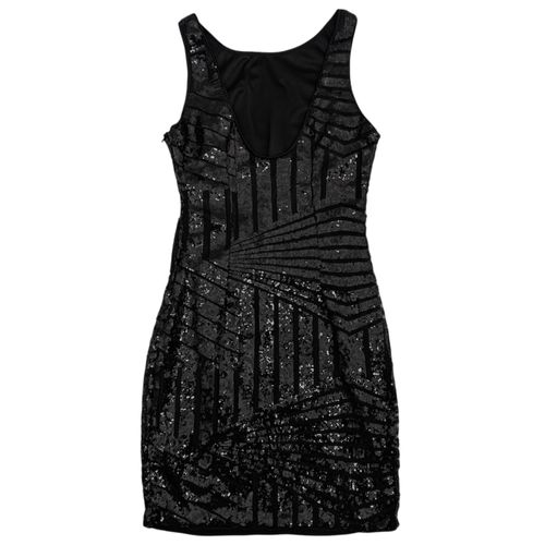 Vestido color negro recto con lentejuelas para mujer