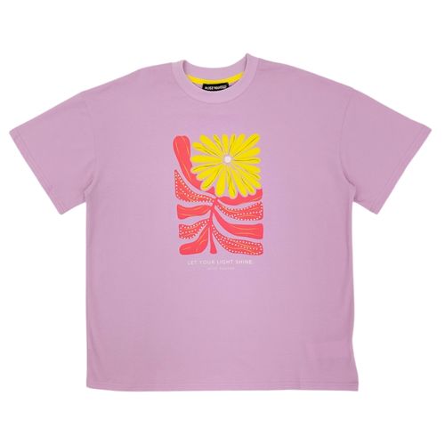 Camiseta color lila oversize de mangas cortas para mujer